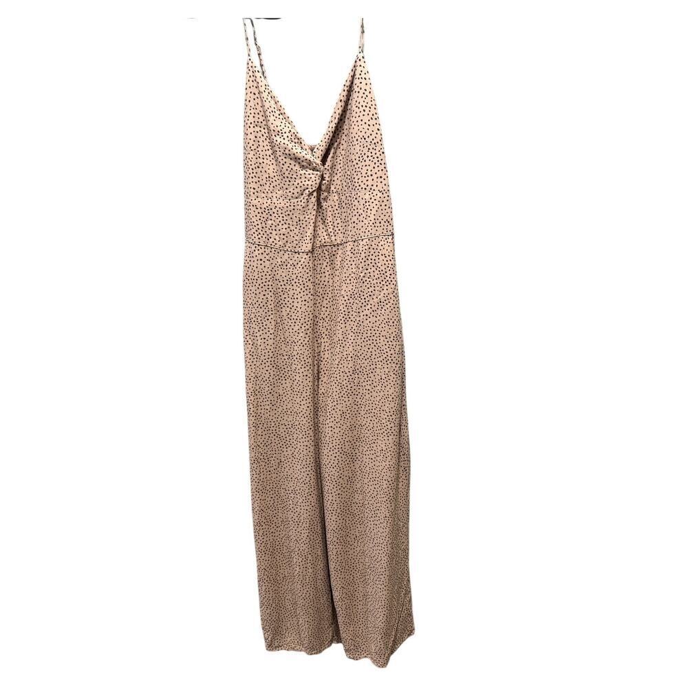 Abercrombie Polka Dot Front Twist Jumpsuit Smocked Wide Leg 26" Inseam Small - Picture 2 of 10